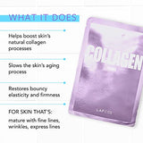 LAPCOS Collagen Sheet Mask, Firming Daily Face Mask with Collagen Peptides for Anti-Aging, Helps to Minimize Wrinkles, Restores Skin Elasticity & Firmness, Korean Beauty Favorite, 5-Pack
