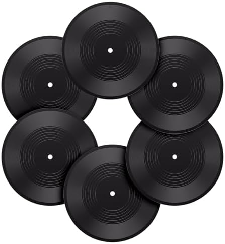 Facmogu 6PCS 12 Inch Blank Vinyl Records, Fake Record Vintage Decoration, Faux Blank Vinyl Records for Wall Aesthetic, Retro Vinyl Records for Music Party Home Studio Room Display Decor DIY Project