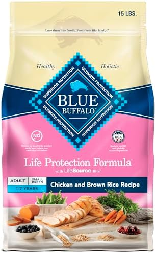 Blue Buffalo Life Protection Formula Adult Small Breed Dry Dog Food, Supports High Energy Needs, Made with Natural Ingredients, Chicken & Brown Rice Recipe, 15-lb Bag