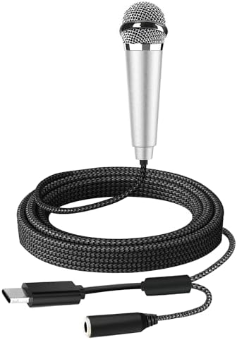 USB C Mini Microphone Karaoke, Portable ASMR Microphone for Android Phone/iPhone 15/Laptop/Mac, Wired Mic for Voice Recording, Singing, Interviews, Vlogs, YouTube, TIK Tok (Silver)
