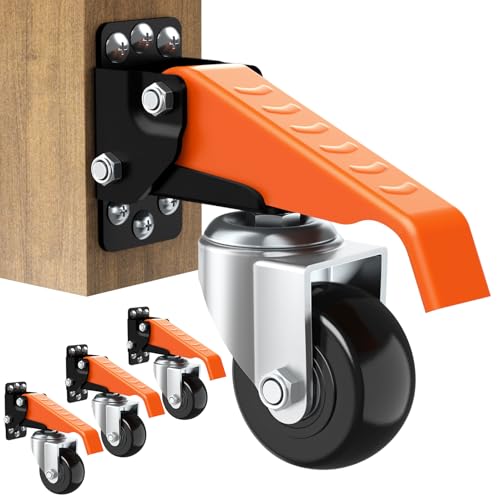 Ronlap Workbench Casters Wheels Kit 720 Lbs Capacity, Retractable Casters Set of 4 Heavy Duty Side Mount Casters 2.5" Lifting Casters Work Table Tool Bench Stepdown Castors Wheels 4 Pack