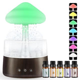 Rain Cloud Humidifier Water Drip with 5 Essential Oils, Cloud Diffuser with 7 Changing Colors Night Lights, Mushroom Humidifier Desk Bedside Water Drop Sound, Black