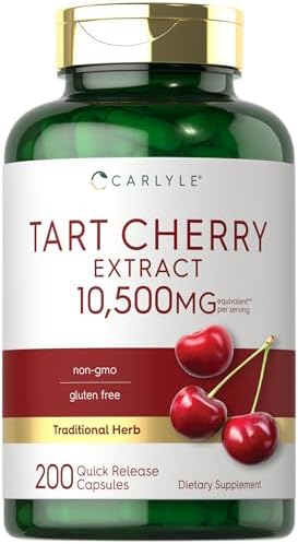 Carlyle Tart Cherry Capsules | 10,500mg | 200 Pills | Max Potency | Non-GMO, Gluten Free | Tart Cherry Juice Extract