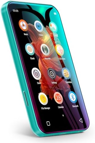 TIMMKOO 72GB MP3 Player with Bluetooth, 4.0" Full Touchscreen Mp4 Mp3 Player with Speaker, Portable HiFi Sound Music Player with Bluetooth, Voice Recorder, E-Book, Supports up to 512GB TF Card (Blue)