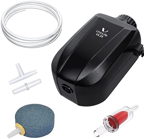 Uniclife Aquarium Air Pump Dual Outlet Fish Tank Aerator with Accessories for 5-200 Gallon Tank
