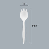 Plasticpro Cutlery Plastic Sporks Medium Weight Disposable Silverware White (1000 Count)