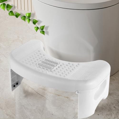 Bathroom, Non-Slip Foldable Poop Adult White, 7 Inch Assistance Step Massage Soles of The Feet Toilet Step Stool, Suitable for Shower, Study, Living Room
