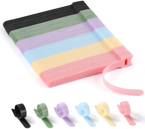 200PCS Cable Ties, 6 inch Multi-Colour Cable Ties for Cable Management, Adjustable Fastening Cable Ties, Multi-Purpose Reusable Hook and Loop for Home, Office and Garage