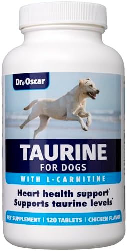 Taurine Supplement for Dogs Meets RDA of 500 mg per 25lbs Weight Unlike Most Alternatives, 120ct, Helps Maintain Dog Heart Health, Normal Function of The Cardiac Muscle & Normal Blood Flow