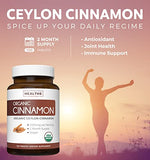 USDA Organic Ceylon Cinnamon (120 Tablets) 1000mg Cinnamon Quill Powder per Serving - Natural Cinnamon Supplements for Effective Metabolism, Cognative, Joint, Immune Support - (No Capsules or Pills)