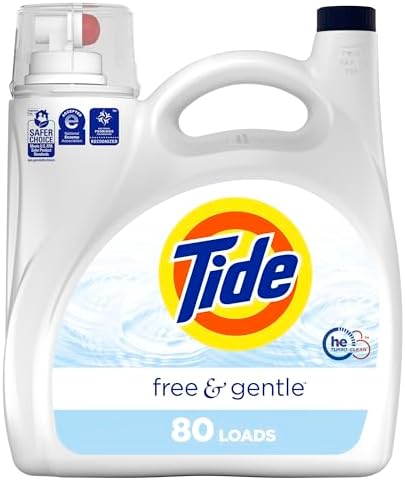 Tide Free & Gentle Liquid Laundry Detergent, 105 fl oz, 80 Loads, HE Compatible