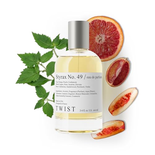 Twist Styrax No. 49 - Eau De Parfum Inspired by Tom Ford's Bitter Peach, Long Lasting Perfume For Women & Men, Paraben Free, Vegan, Clean Ingredients, Fragrance - Spray 100 ml | 3.4 fl. oz.