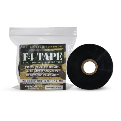 Bond It F4 Emergency Self-Fusing Silicone Tape, Repair Plumbing Pipe & Radiator Hose Leak, Electrical Insulation, Permanent Bonding, Waterproof, 1" x 36' x 20mil, Black