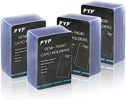 200ct Semi Rigid Card Holders - Card Sleeves for Trading Card with 1/2" Lip Sleeves Fit Standard Grading Cards Baseball Cards for Graded Card Submittions
