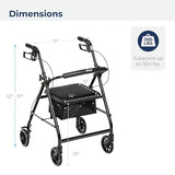 Drive Medical R726BK Foldable Rollator Walker with Seat, Black