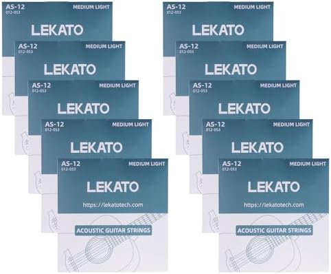 LEKATO Acoustic Guitar Strings Phosphor Bronze Coated Acoustic Guitar Strings with Ball End 10 Set of 6 Hex Steel String(12-53)