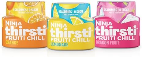 Ninja Thirsti Flavored Water Drops, FRUITI CHILL Variety Pack, Bold Fruit Flavor, Sparkling or Still Calories, Zero Sugar, Makes 17, 12oz drinks, 3 Pack, WCFV4