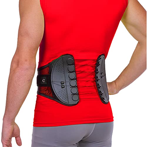 BraceAbility Spine Sport Back Brace - Athletic Men's and Women's Workout Lumbar Corset for Exercising, Running, Golfing, Driving, Fishing, Active Nurses and Police Work (Small)
