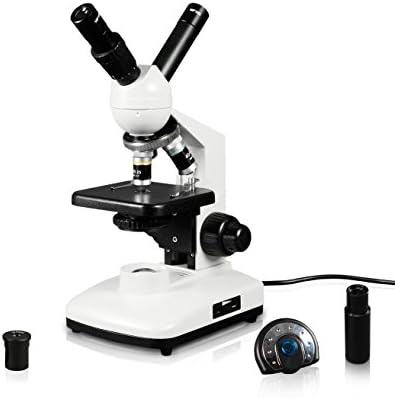 Vision Scientific VME0015-CXT-LD-DG1.3-E2 Dual View Compound Microscope, 10x WF & 20x WF Eyepieces, 40x—800x Magnification, LED Illumination, 0.65 N.A. Condenser, 1.3MP Digital Eyepiece Camera