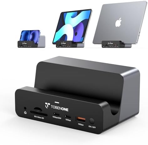 TobenONE 18-in-2 MacBook Docking Station Dual Monitor 4K@60Hz, 150 Power Adapter, 20W Charging, USB C Docking Station with 2 HDMI&DP, 7 USB, 2.5Gbps Ethernet, 2 Audio, Dock Stand for MacBook Pro