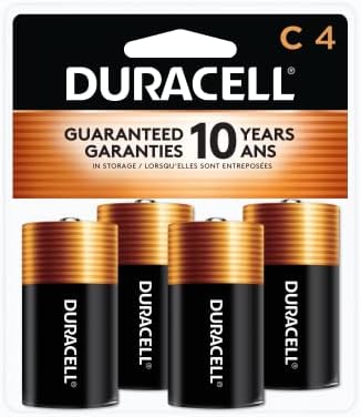 Duracell Coppertop C Batteries, 4 Count Pack, C Battery with Long-lasting Power, All-Purpose Alkaline C Battery for Household and Office Devices