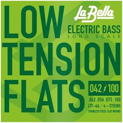 La Bella LTF-4A Low Tension Flats Long Scale Stainless Steel Flat Wound 4- String Electric Bass 42-100