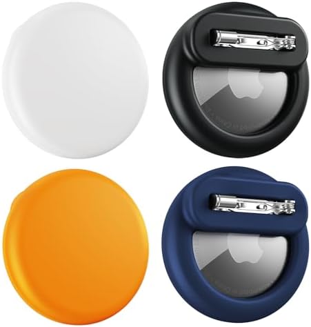 Air Tags-4 Pack Apple Kids Hidden Case, Airtag Tracker, AirTag Hidden Kids Holder with Invisible Pin, Anti Lost, for Elderly, Luggage, Clothing (Black Navy Blue Orange White)
