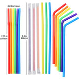 ALINK 1000 Count Colorful Flexible Plastic Drinking Straws, Individually Wrapped, Disposable Bendy Straws - 7.75 in x 0.23 in