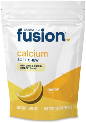 Bariatric Fusion Bariatric Calcium Chews | Calcium Citrate with Vitamin D3 Calcium Supplement Bariatric Vitamin | Sugar Free Calcium Citrate Chewable | Calcium Citrate 500mg | Lemon | 60 Count