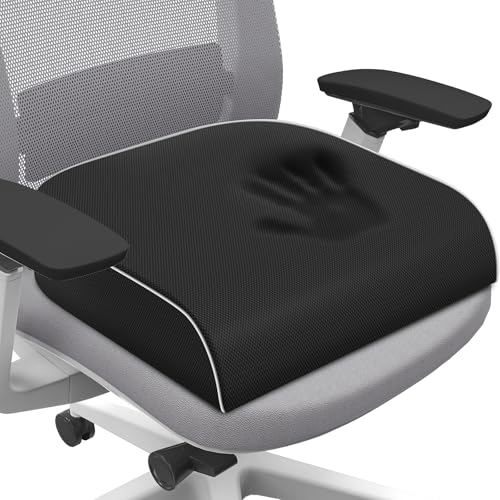 SweetSlubr Seat Cushion for Taibone Pain Relief, Office Chair Cushion, Memory Foam Large Chair Cushion with Non-Slip Cover for Soft Support at Office Chair, Car Seat, Airplane, Bleacher Black/XLarge