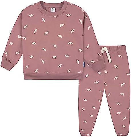 Gerber Baby Girls' Toddler 2-piece Fleece Sweatshirt and Jogger Set