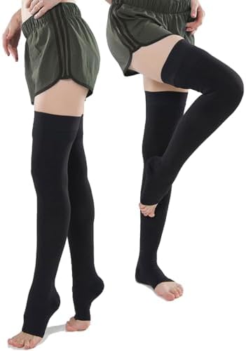 Anti Embolism Ted Hose Thigh High 20-30 mmHg Compression Stocking Toeless,Post Surgery Nurse Compression Socks Support for Women & Men