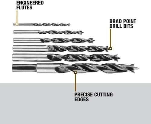 DEWALT Drill Bit Set, Brad Point, 6-Piece (DW1720) , Black