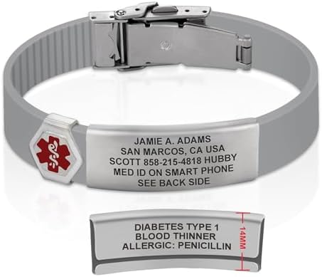 Divoti Custom Engraved Medical Alert ID Bracelet – Dual-Sided Laser Etching, Silicone Wristband, Stainless Steel Security Clasp – Adjustable & Trim-to-Fit – Emergency Medical Info Band for Men & Women