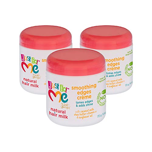 Just For Me Natural Hair Milk Smoothing Edges Creme, Tames Edges & Adds Shine, With Coconut Milk, Shea Butter, Vitamin E & Sunflower Oil, 6 Ounce (3 Pack)