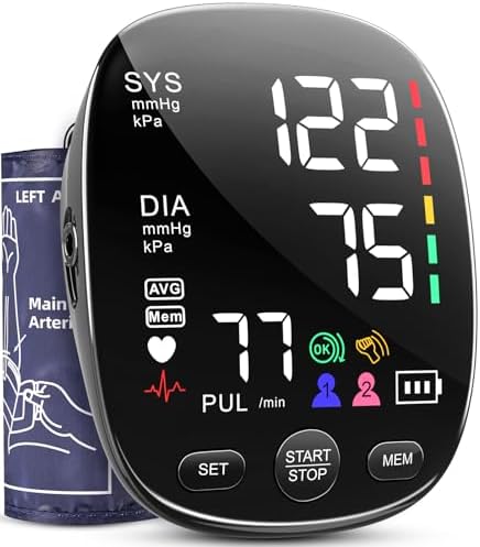 Blood Pressure Monitor for Home Use: AILE Automatic Upper Arm Blood Pressure Monitor - Skin-Friendly Blood Pressure Cuff for Adults - Extra-Large Colour Screen - Accurate BP Machine 2 * 120 Readings