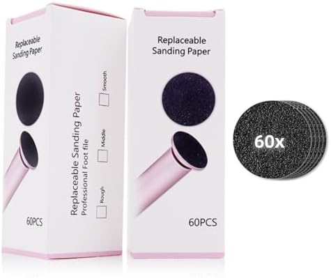 Dermave Electric Foot Callus Remover, Pain-Free Electric Foot File Callus Remover for Feet Professional Adjustable Speed, 360 Rotation with 60pcs Sanding Discs, Gentle and Not Hurt Feet (60pcs Pads)