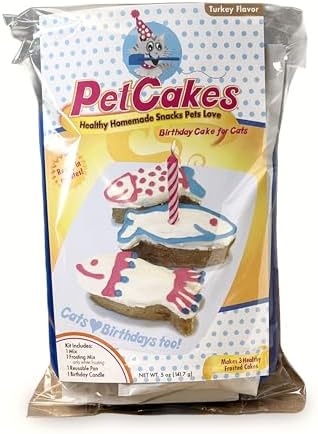 Cat Birthday Cake Kit - All Natural Treats - Kitten & Cats Turkey Flavor Cat Food - 5.5 Oz