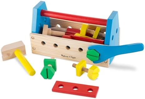 Melissa & Doug Take-Along Tool Kit Wooden Construction Toy (24 pcs), Multicolor, 10.0 x 5.55 x 4.75