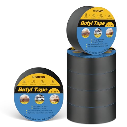 Butyl Sealant Tape 2" x 50', Deck Joist Tape for Decking, Waterproof and Anti-Corrosion for Extend Deck Life, 6 Rolls