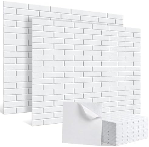 18 Pack Acoustic Panels Sound Absorbing 12 X 12 X 0.4 Inches, High Density Sound Proof Foam Panels for Walls, White Brick