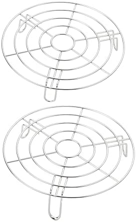 Cooking Rack Set of 2 Cross Wire Cooling Racks with Legs Dia 7.9" Steaming Cooling and Baking Barbecue Rack Fit for Air Fryer Instant Pot Pressure Cooker Canning (Height 1.8"&2.8",7.9"/20cm)