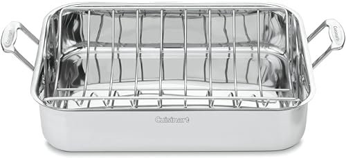 Cuisinart 16-Inch Roaster, Chef's Classic Rectangular Roaster with Rack, Stainless Steel, 7117-16URP1