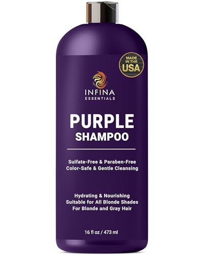 Purple Shampoo for Blondes, Gray, Brassy & Color Treated Hair, Sulfate Free, Enriched with Green Tea & Chamomile & Avocado Oil - Nourishing & Hydrating Blonde Shampoo - 16 fl oz