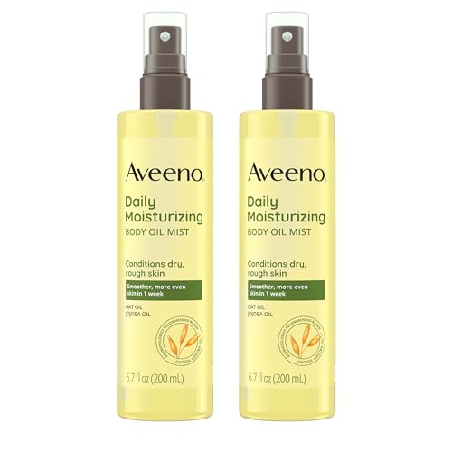 Aveeno Daily Moisturizing Body Oil Mist with Oat & Jojoba Oil for Dry Sensitive Skin, Nourishing Body Spray for Smoother Skin, Paraben-, Silicone- & Alcohol-Free, Twin Pack, 6.7 fl. oz, 2 Pack