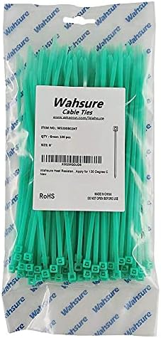 Extreme High Heat Resistant Cable Zip Ties 8 Inch Heavy Duty Green Zipties 100pcs,Weather Proof Plastic Tie Wraps Heat Stabilized 40 Pounds Tenstil Strength for Duct,Apply to Temp 266 Degree F