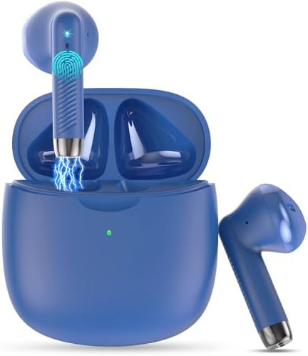 Wireless Earbuds, Bluetooth 5.4 Earbuds Stereo Bass, Bluetooth Headphones in Ear Noise Cancelling Mic, Earphones IP7 Waterproof Sports, 32H Playtime USB C Charging Case Blue Ear Buds for Android iOS