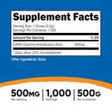 Nutricost Pure GABA 500G Powder (Gamma Aminobutyric Acid) (500 Grams/1.1 pounds)