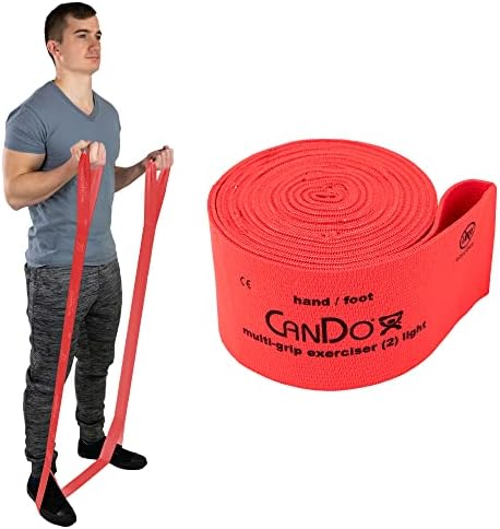 CanDo Multi-Grip 6 Foot Exercise Resistance Band with Hand/Foot Loops for Total Body Workouts, Training, Rehab, Stretching and Therapy