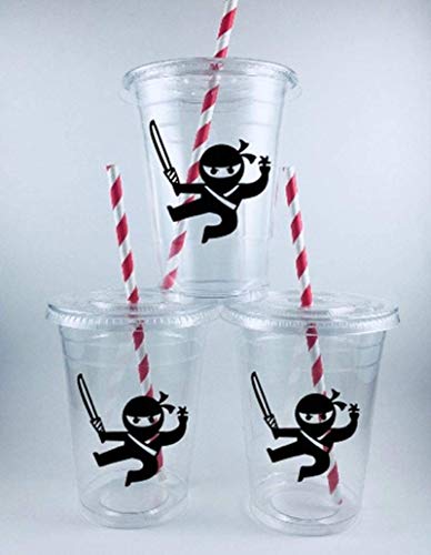 Ninja Party Cups Set 12 Disposable Lids Straws Ninjas
